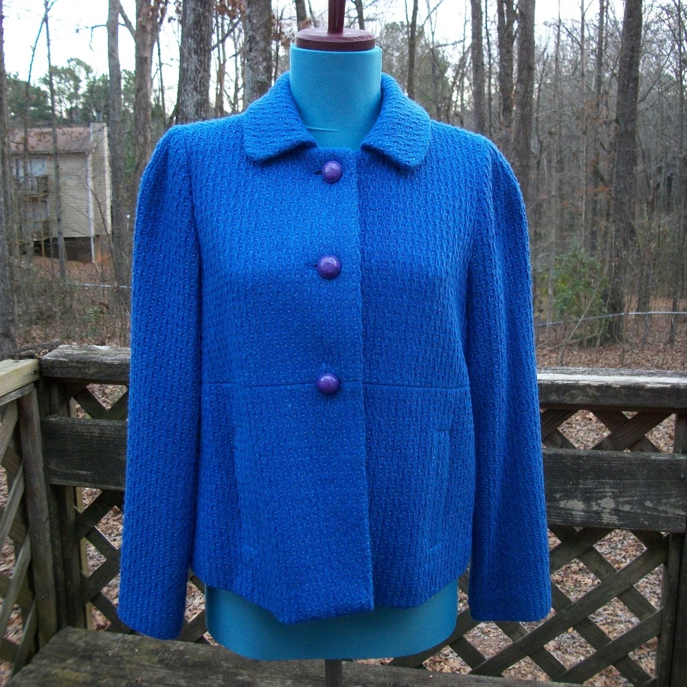 Rafaella Misses Blue Jacket Size 10 - Wool Blend